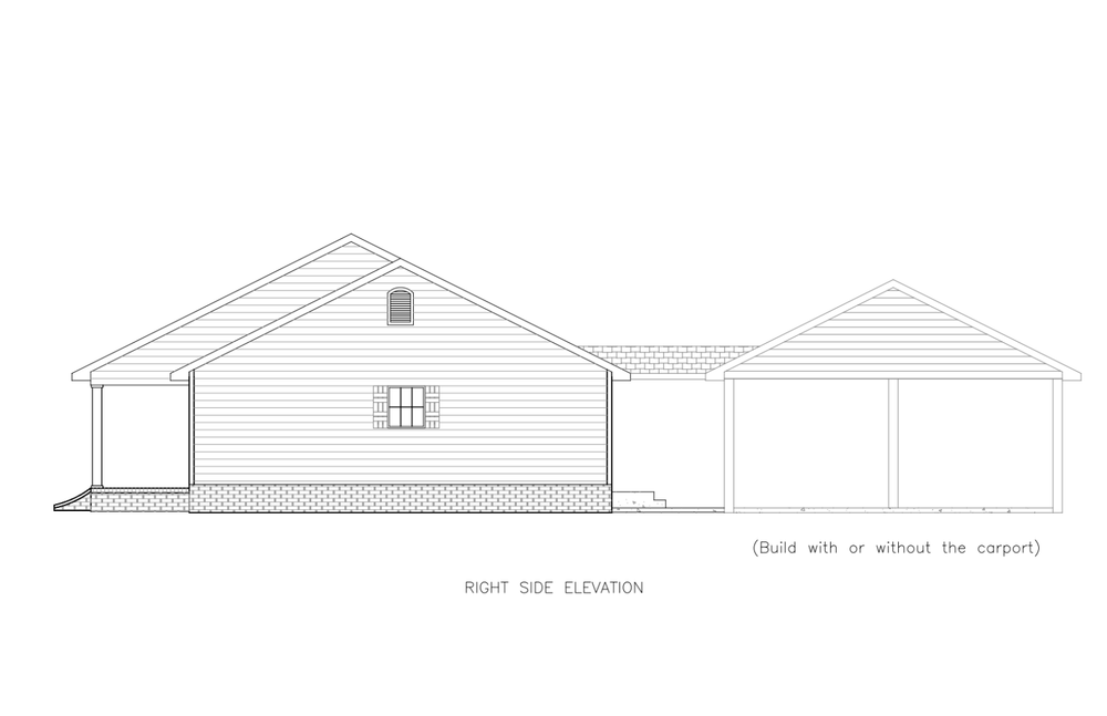 Ranch House Plans 1500 SF 3 Bed 2 Bath Open Floor - Split BR (Blueprints) #1202