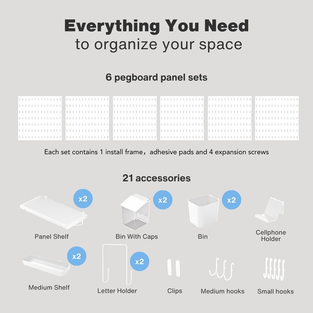 Keepo Pegboard Combination Kit, Pegboards and Accessories Modular Hanging for...