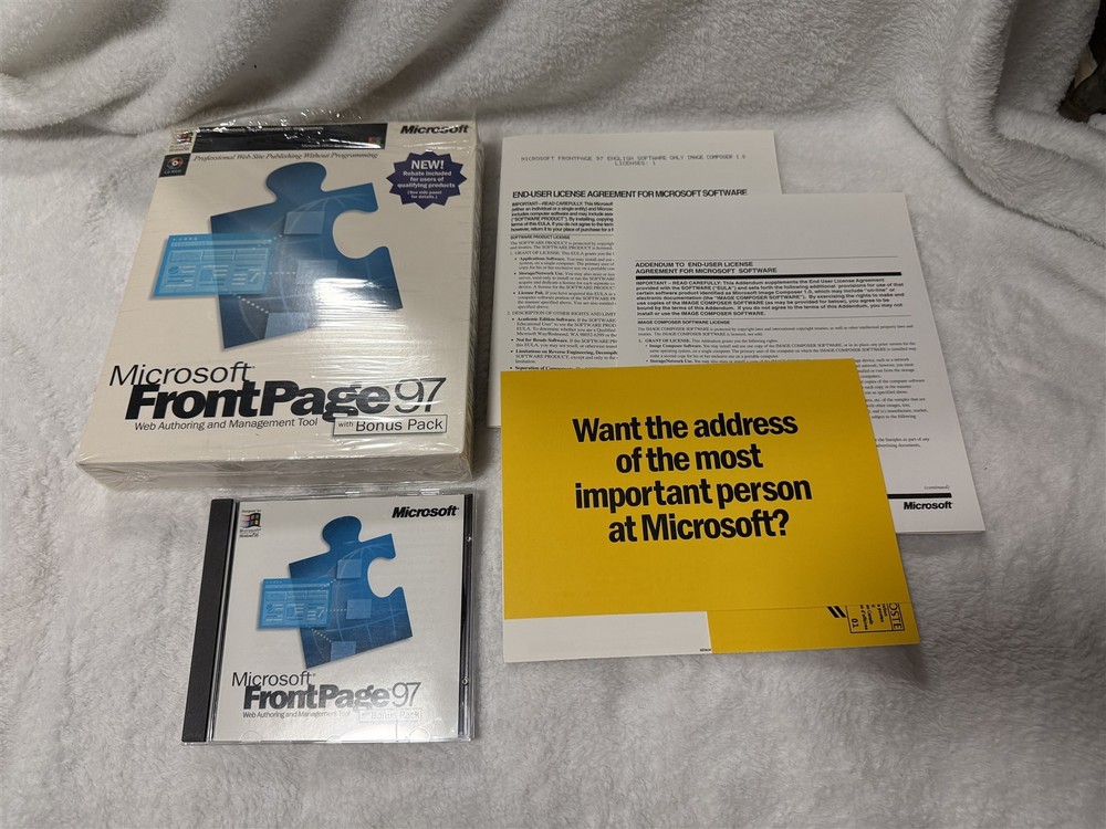 MICROSOFT FRONTPAGE 97 COMPLETE IN RETAIL BOX SOFTWARE CD-ROM