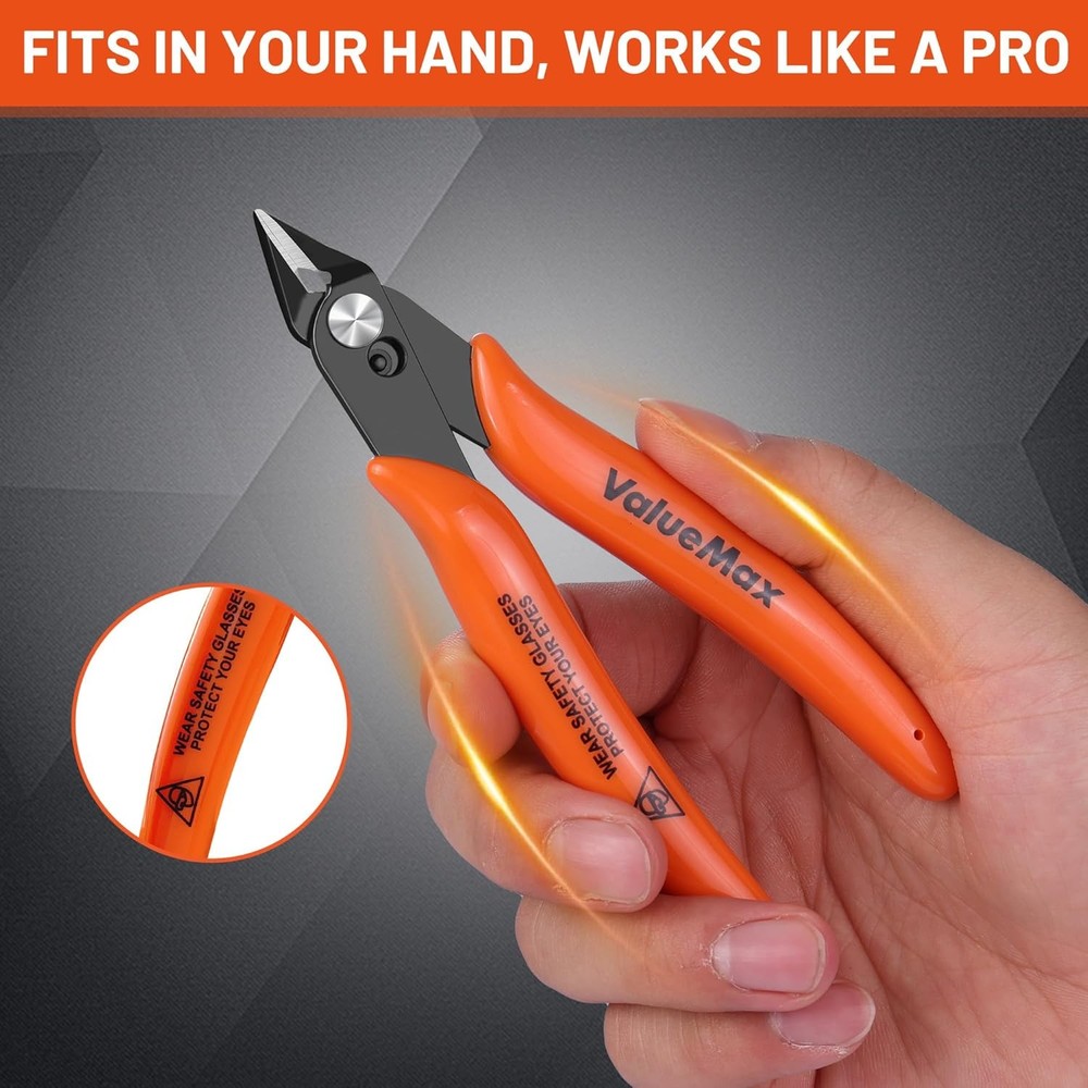 ValueMax 6 Packs Micro Flush Cutter 5" Precision Side Cutter Plier Spring-loaded