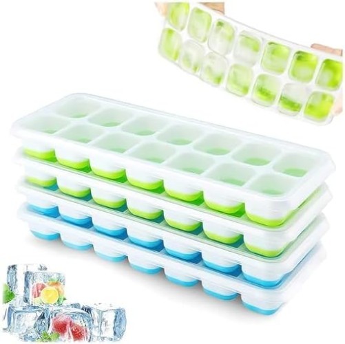 Multi-Purpose Silicone Ice Cube Trays - 4 Pack, Safe & Versatile for Drinks