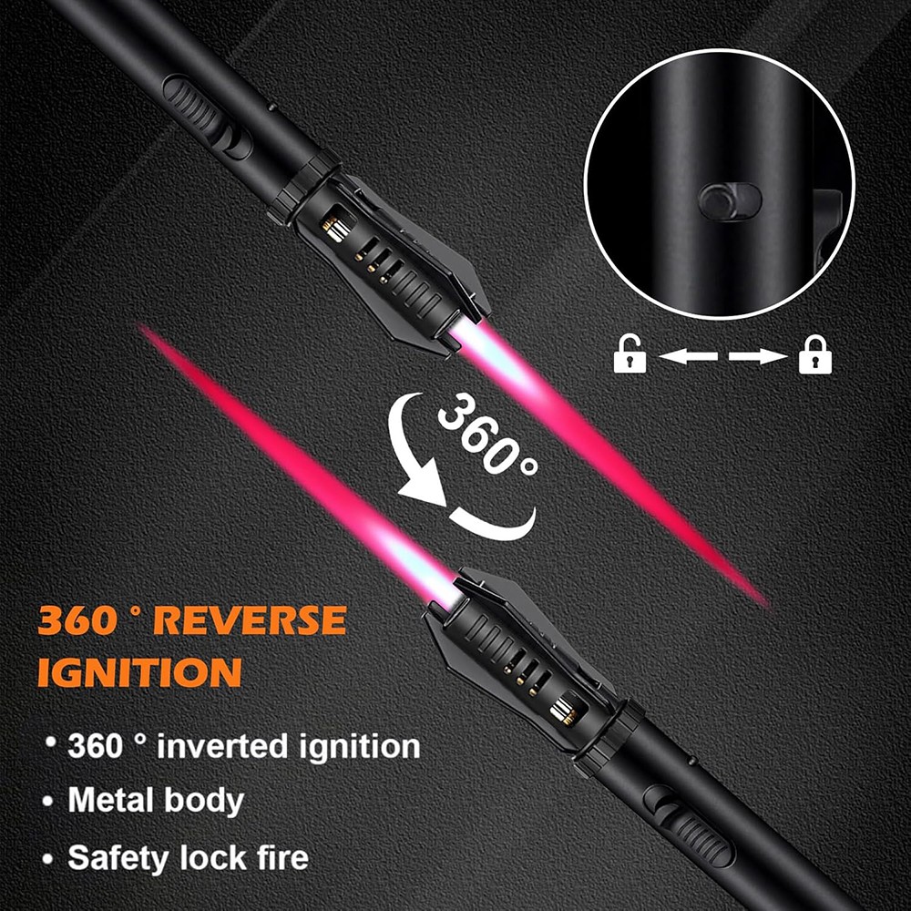 1X Jet Flame Lighter Refillable Storm Lighter Windproof Long Stick Lighter