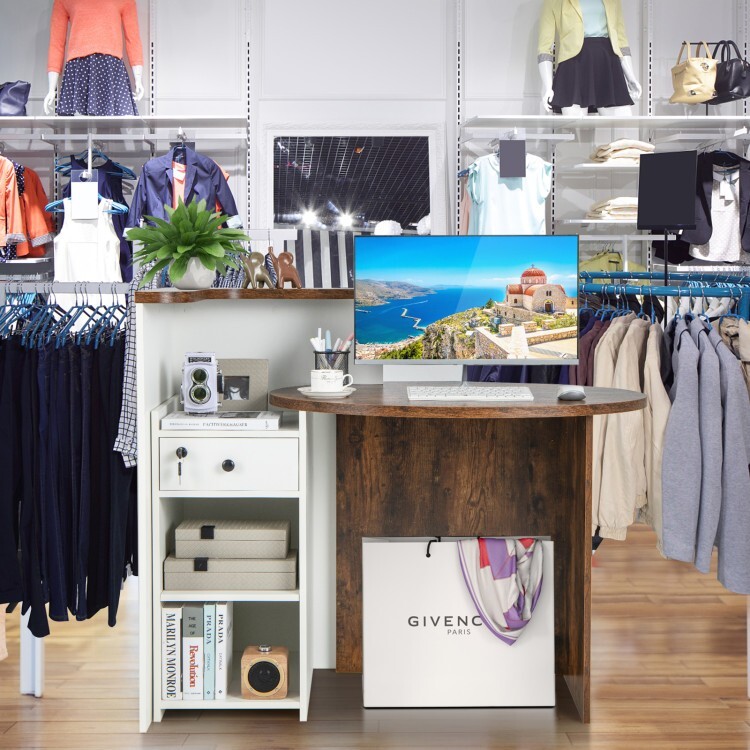 Front Reception Counter Checkout Office Desk Storage Drawer w/Adjustable Shelf