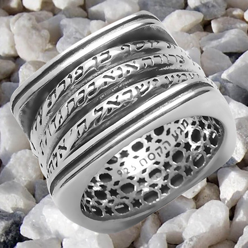 Kabbalah Rotating Ring with Three Blessings Silver 925 Amulet Talisman Gift