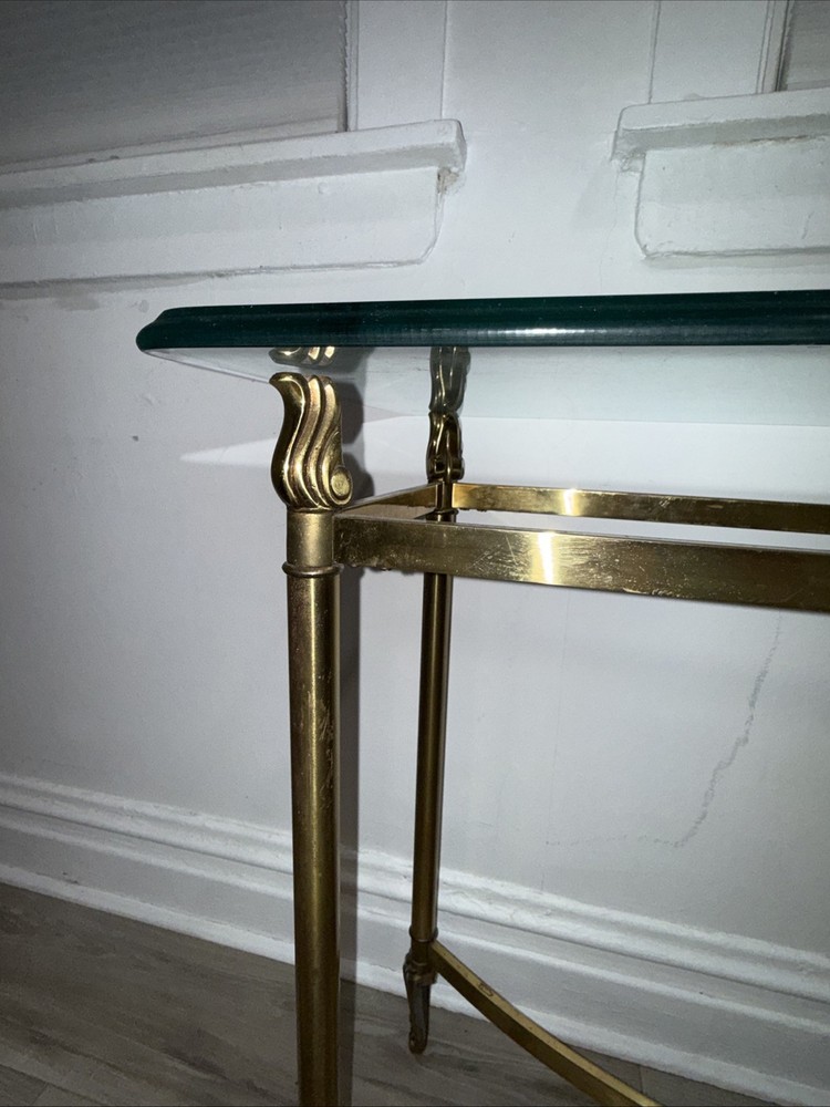 Solid Brass Beveled Glass Top Console Sofa Dressing Vanity Table