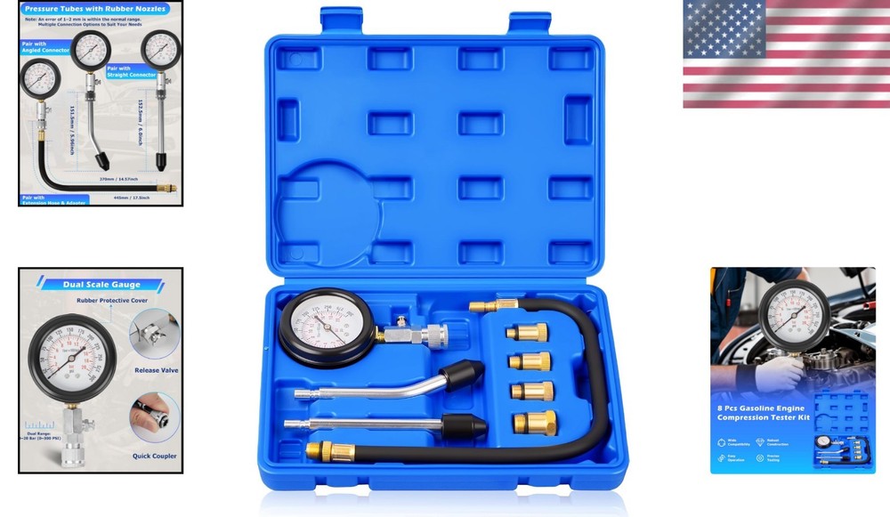 Professional Petrol Engine Compression Tester Kit - Precision for Cars & Bikes