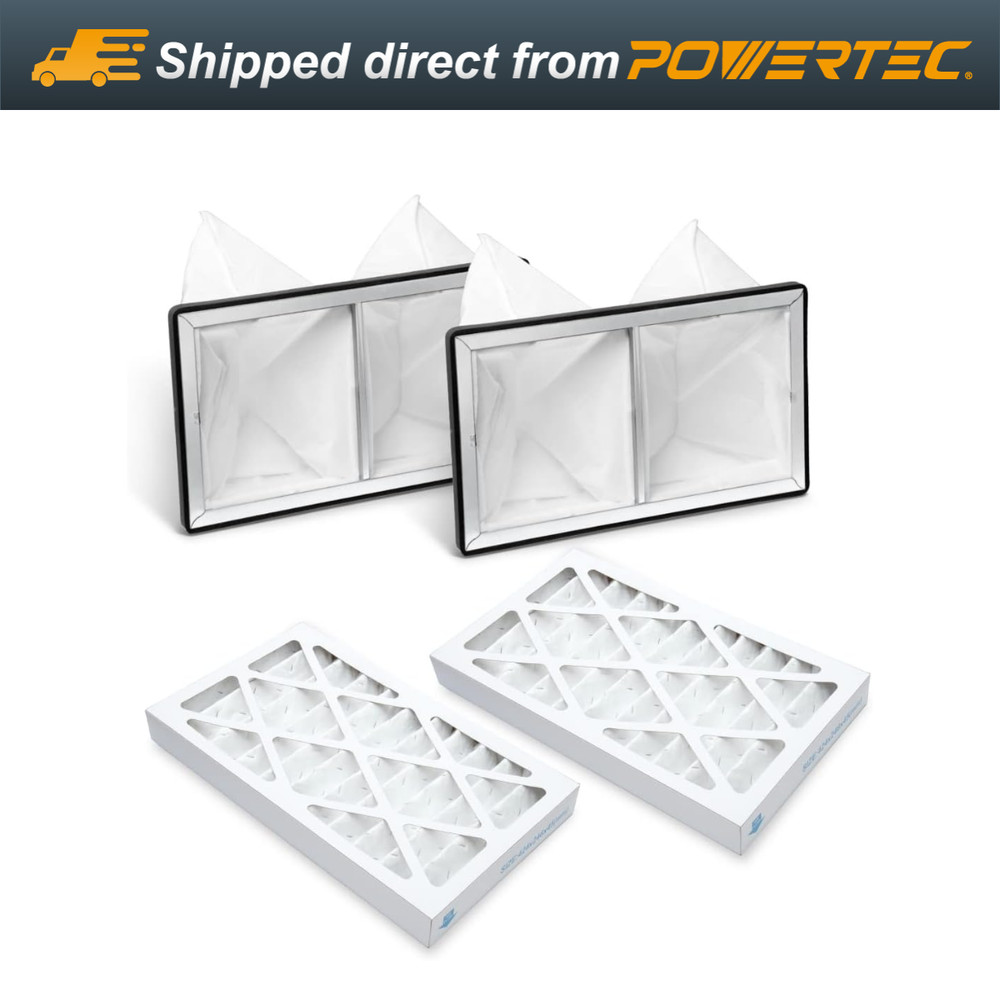 POWERTEC Inner & Outer Filter for AF4000/ WEN 3410/ Shop Fox W1830, 2Pcs Each