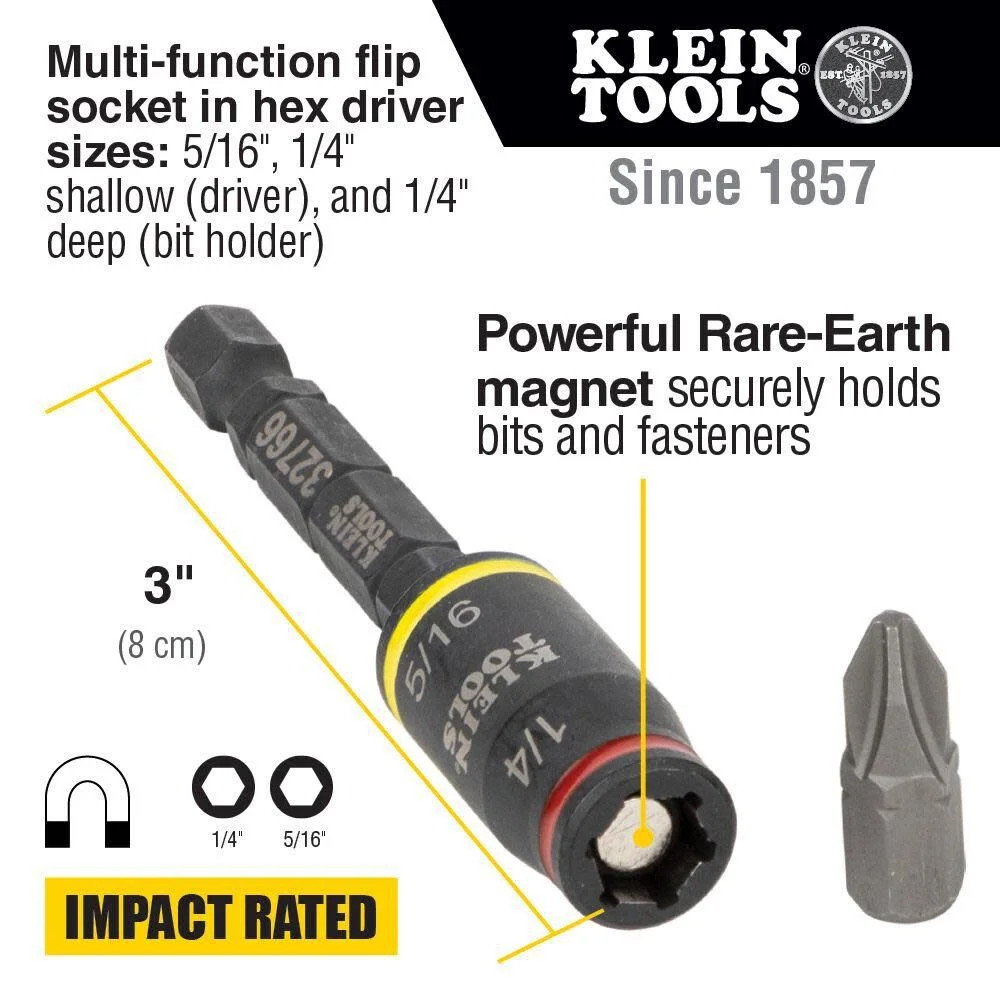 Klein 3 in 1 Impact Flip Socket Set 2Pc