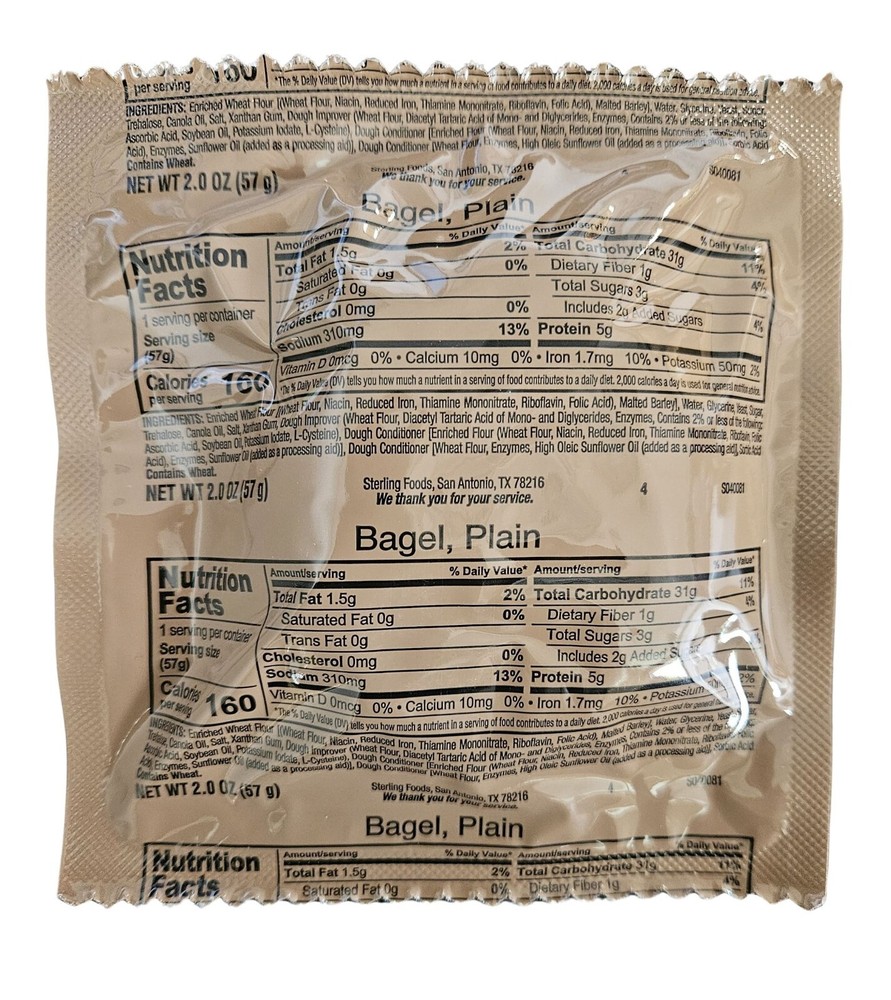 Authentic USGI Bagel - Bread Snack MRE Ration Component - 6, 12, 24 and 48 Pack