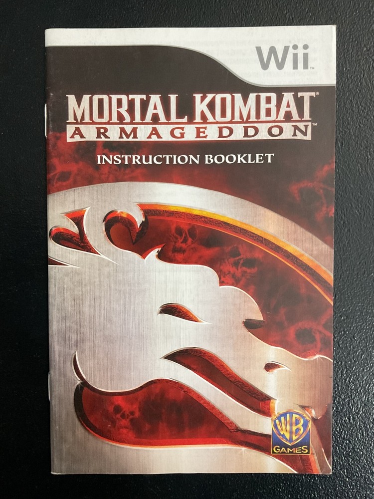 Mortal Kombat Armageddon Nintendo Wii Instruction Manual Only