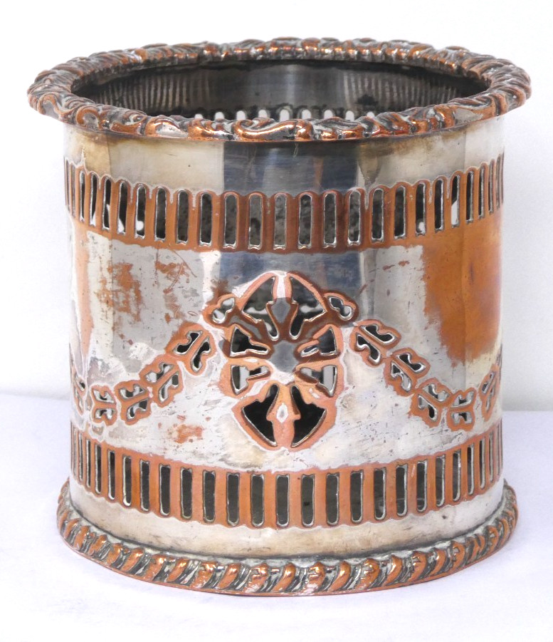 Pierced Bottle Coaster Silver Plated Foliate Scrollwork Openwork Sheffield Plate
