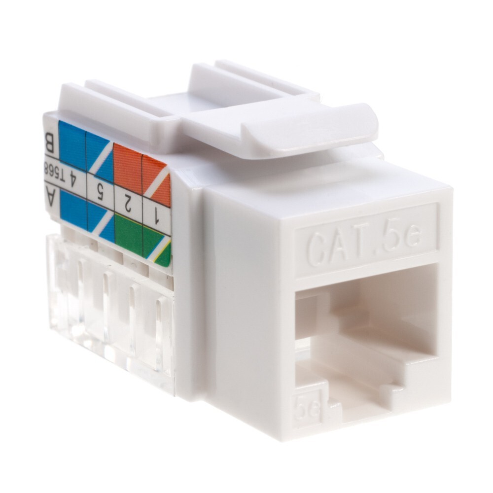 Punch Down Tool with Cat5e RJ45 Keystone Jack White 45-Degree Network Set Kit