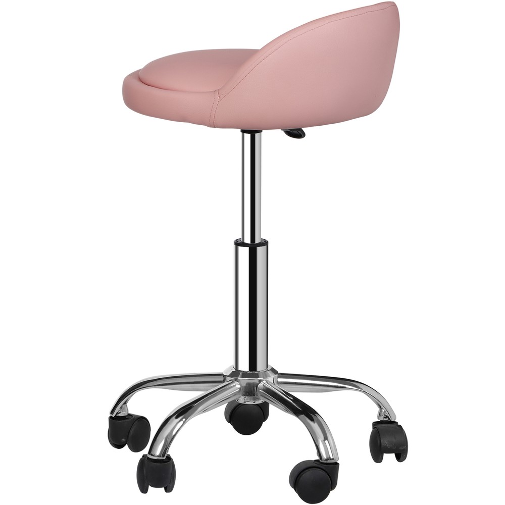 Rolling Stool Adjustable Height Hydraulic Swivel Salon Stool with Backrest Pink