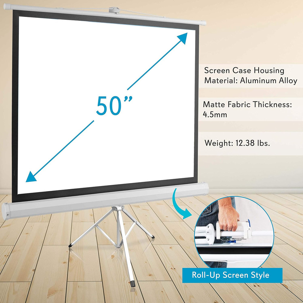 Portable Projector Screen Tripod Stand - Mobile Projection Screen, Lightweight C