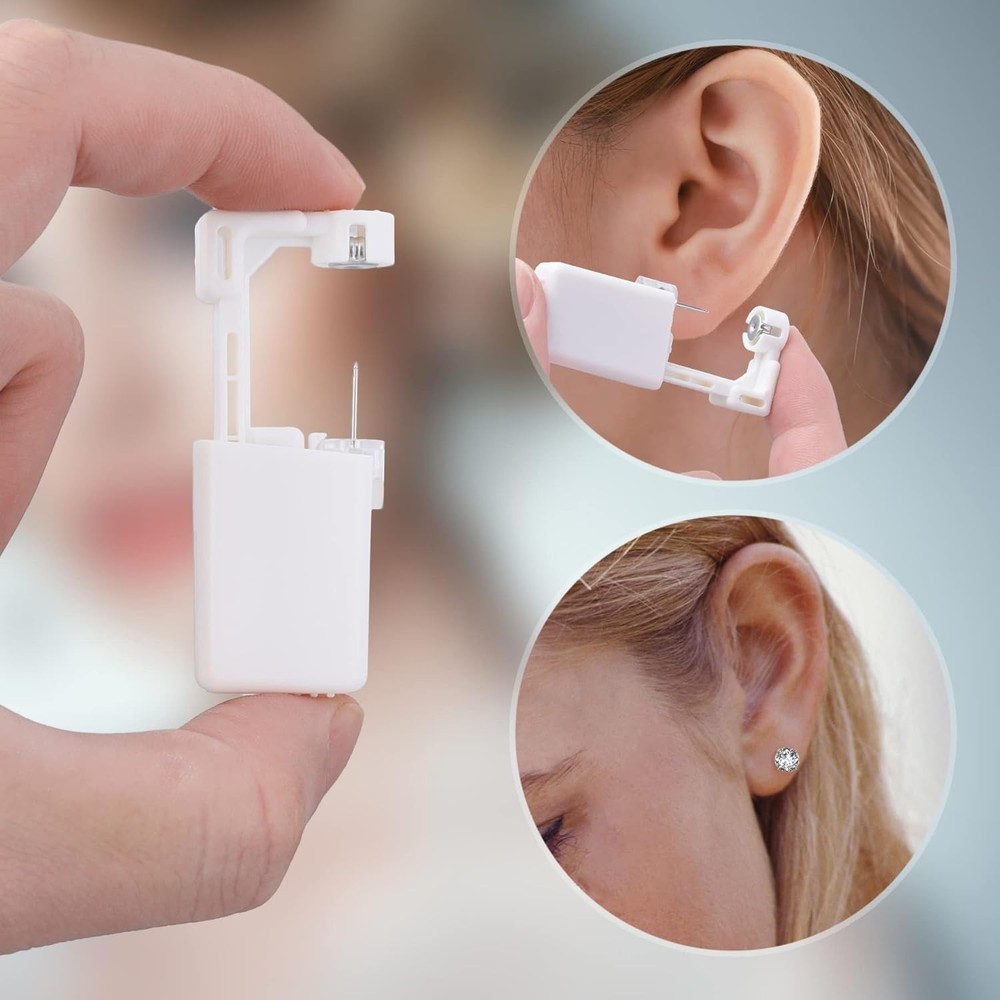 Complete Ear Piercing Kit: Dual Disposable Guns, 16 Components for Safe Piercing