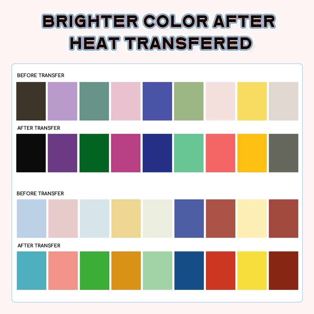HTVSTD Solid Sublimation Ink Transfer Sheets 18pc 12x10" Pink/Yellow/Green