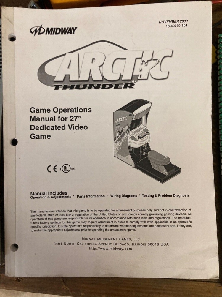 Artic Thunder Original Arcade Manual