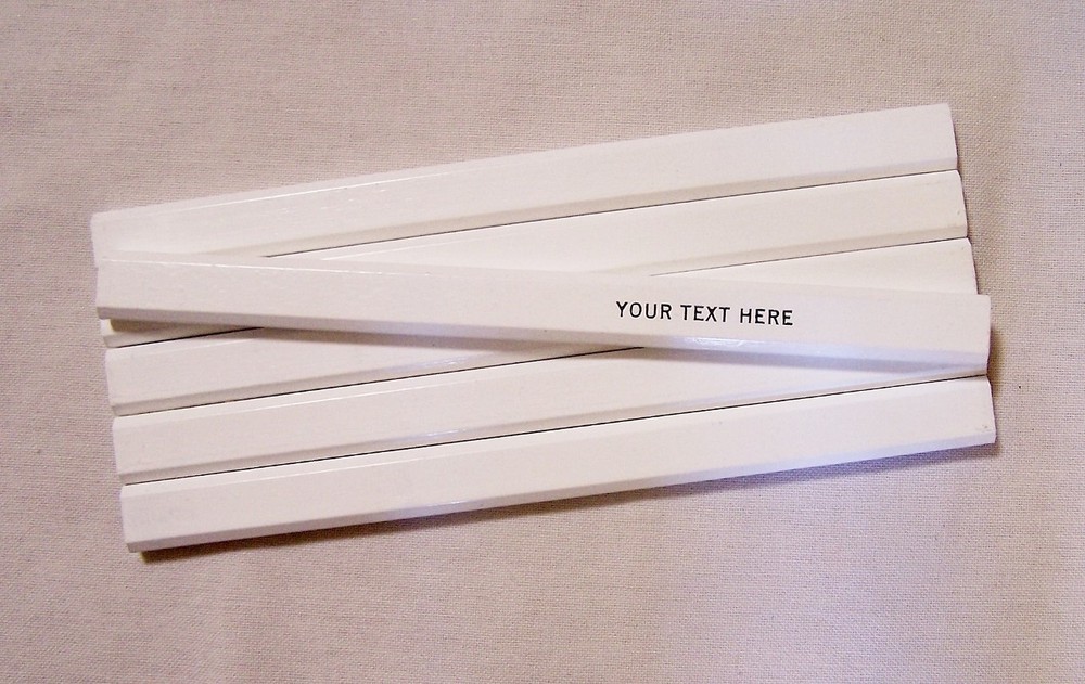 6 "White" Personalized Carpenter Pencils