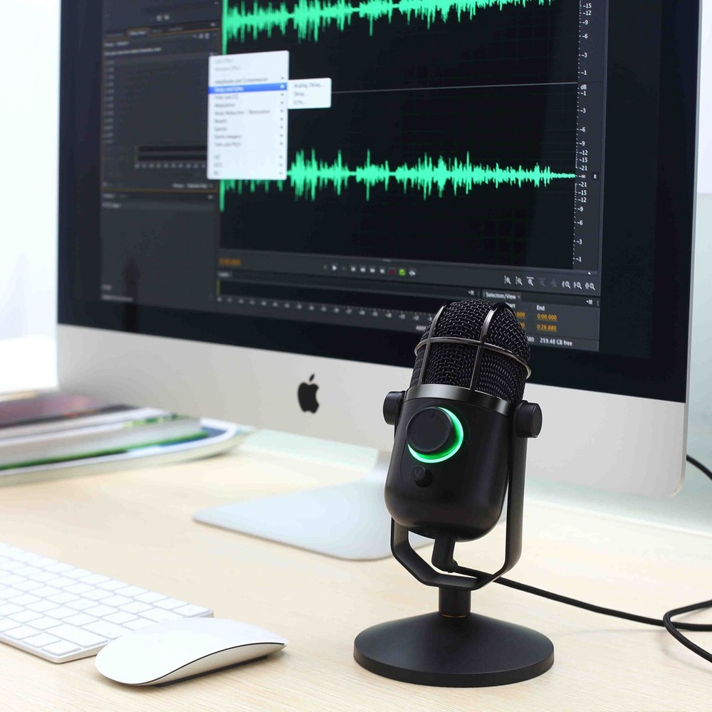 Thronmax MDrill Dome Plus USB Microphone with Tabletop Stand, Jet Black