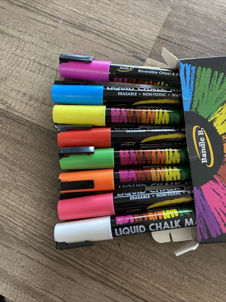 Bundle B Liquid Chalk Markers Non-Toxic Erasable Reversible Chisel/bullet 8pcs/3