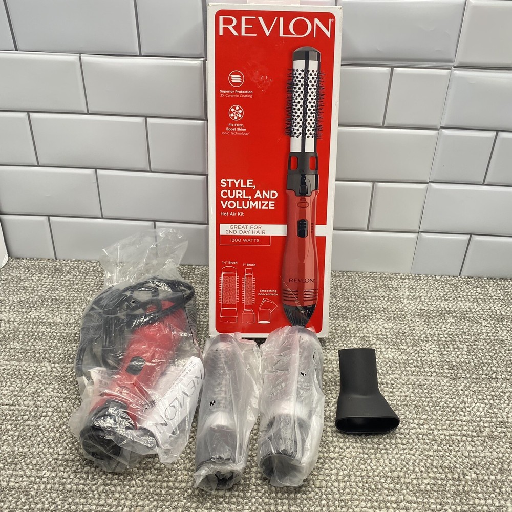 Revlon Style Curl Volumize Curling Iron Tool Ceramic Hot Air Kit Attachments