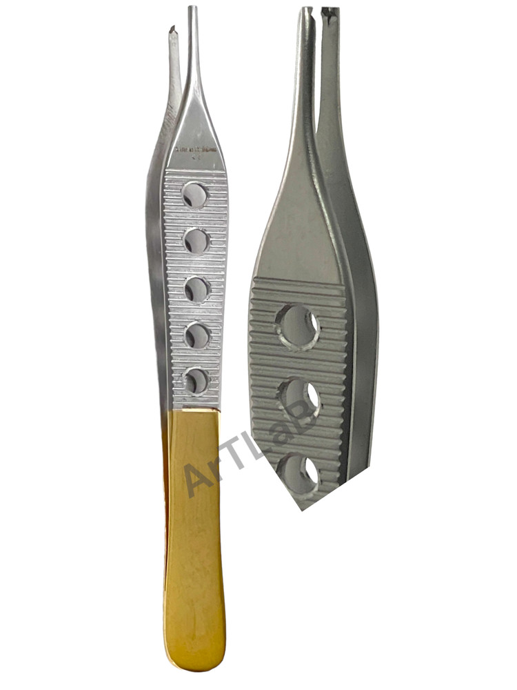 4.75" Adson Micro Forceps 1x2 Teeth, Straight, Gold Perforated Handle (1 Piece)