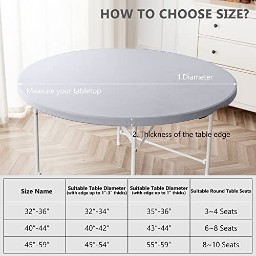 Round Fitted Tablecloth 2 Pack, Fit Table up 32"-36" Diameter Silver