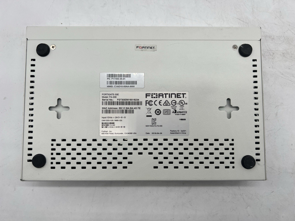 Fortinet FortiGate 30E Network Security Firewall-No Power Supply