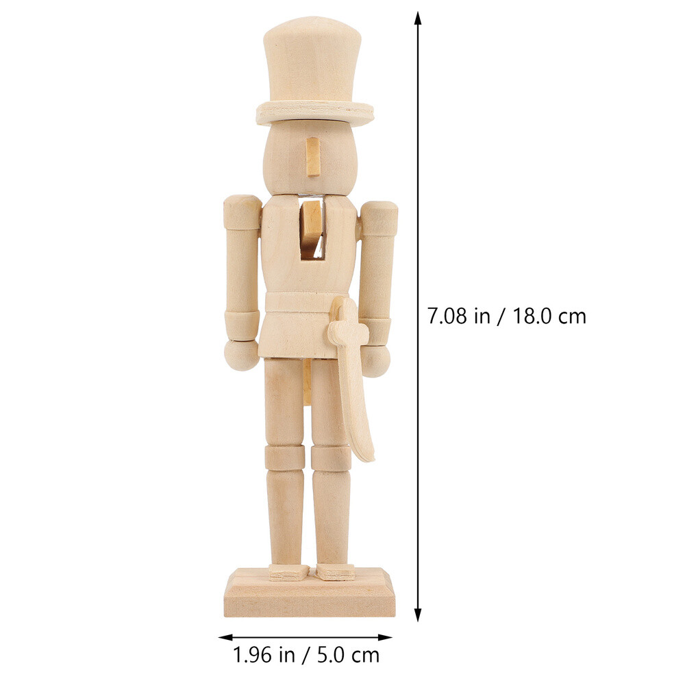 3PCS Graffiti Painting Nutcracker Wooden Nutcracker Unfinished Walnut Soldier
