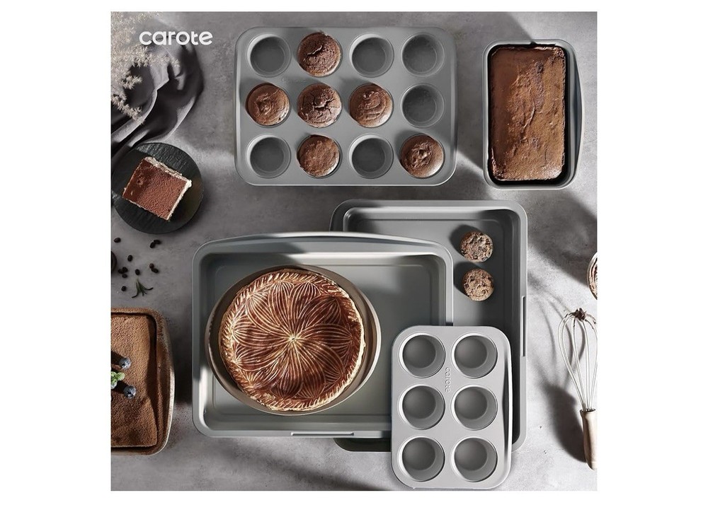 CAROTE 7-Piece Nonstick Stackable Baking Pans Set - Bakeware Sets Including Cook