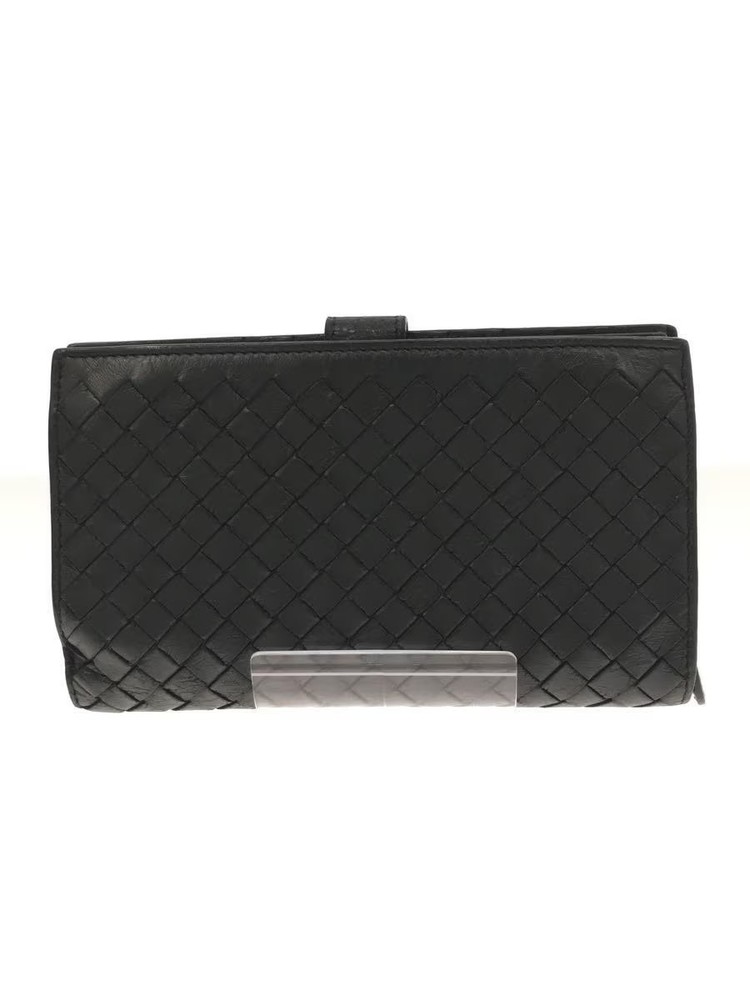 BOTTEGA VENETA Wallet Leather Black Plain Men's