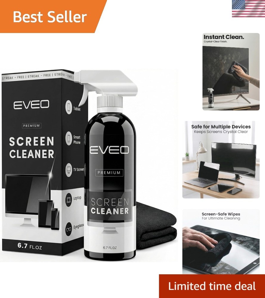 Versatile Screen Cleaning Kit - Safe for TVs, Monitors & Tablets - 1 Pack