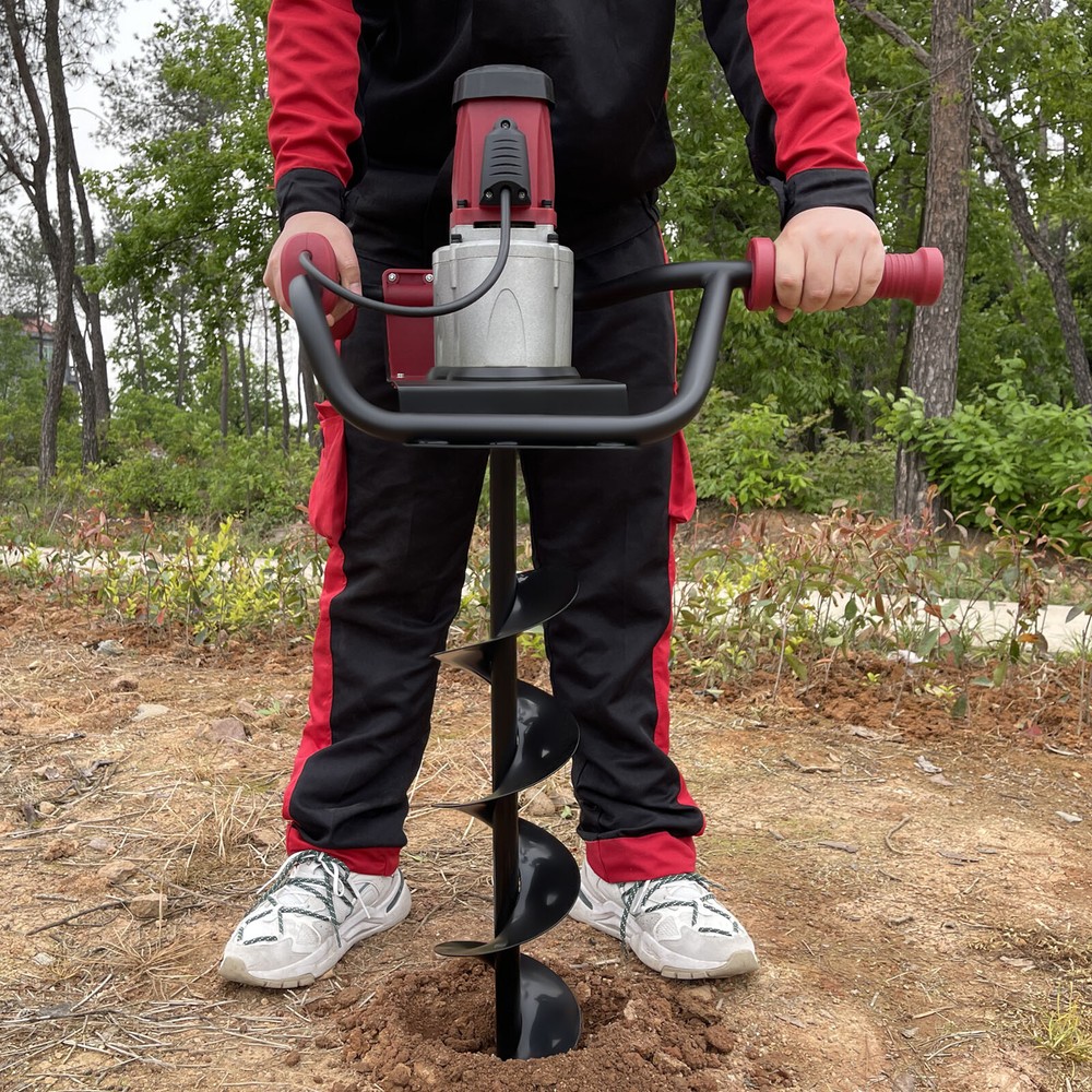 1.6HP Electric Post Hole Digger with 2 Drill Bits & Adjustable Speed