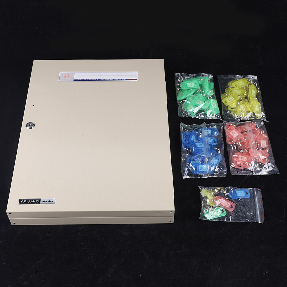 Wall-Mounted 80-Key Storage Cabinet with Security Lock and Tags