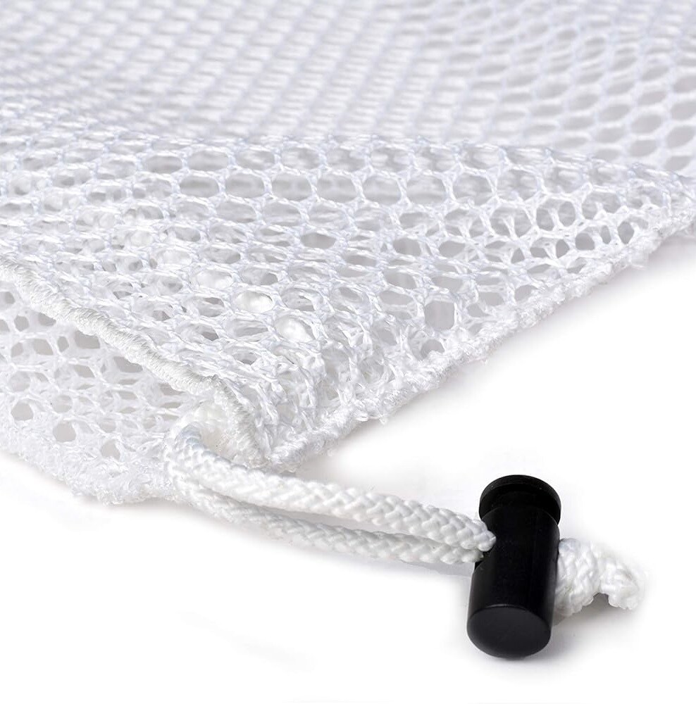 2x Extra Large Drawstring Laundry Bag Solid Mesh Material Mesh Laundry Bag White