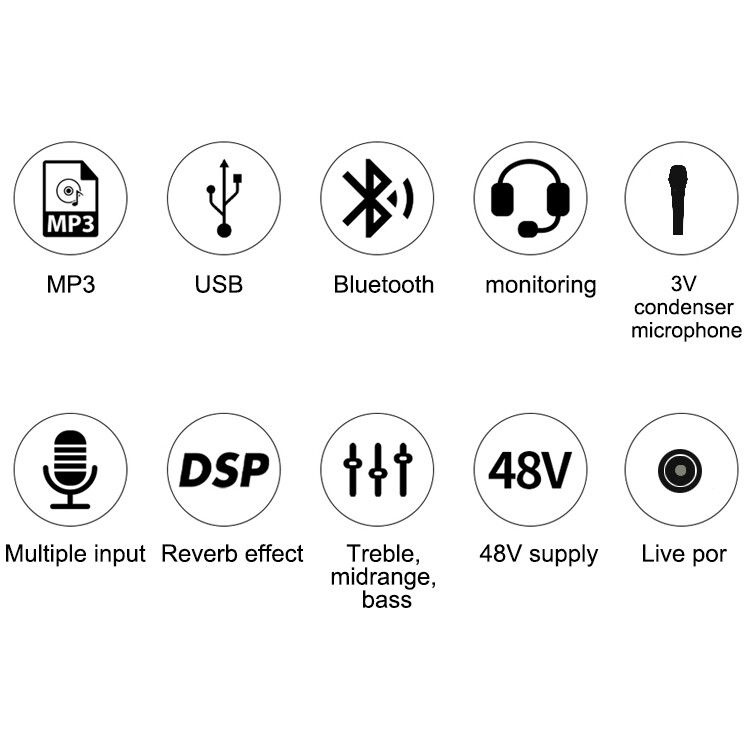 4-Channel Professional Audio Mixer with Bluetooth, USB & DSP Effects