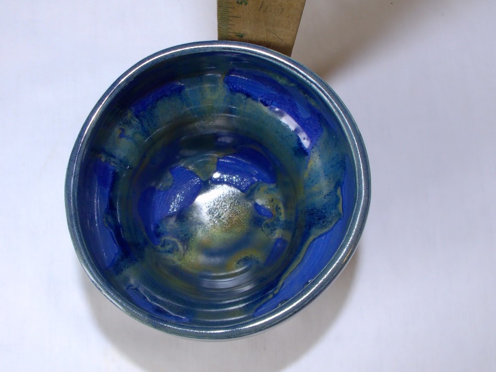 HAND THROWN STUDIO POTTERY PLANTER 4" BLUE JMC POTTERY