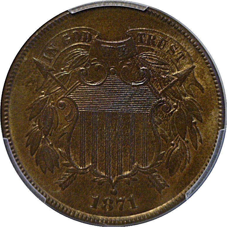 1871 2C Two Cent PCGS MS-65 BN