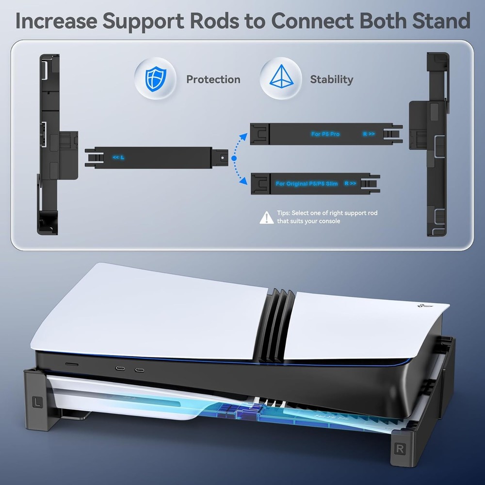 PS5/ Slim/Pro Horizontal Stand for Disc & Digital Console, Stable PS5 Accessorie