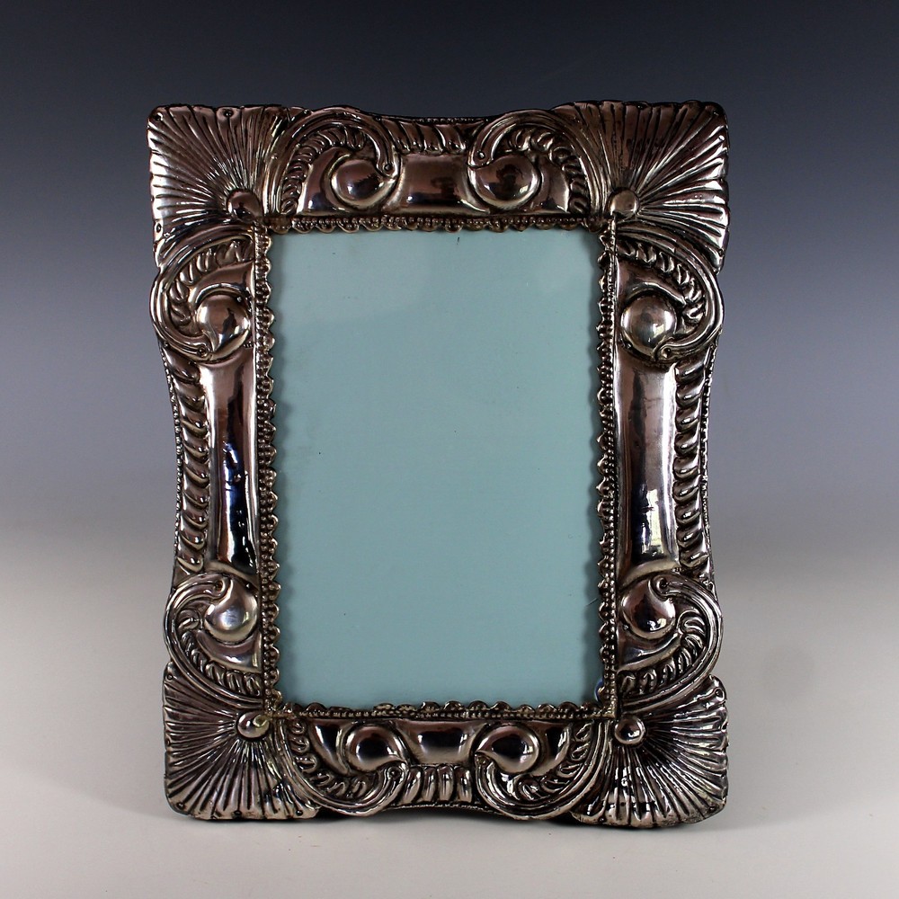 Superb Rare Large 10" Antique Solid Sterling Silver Photo Frame