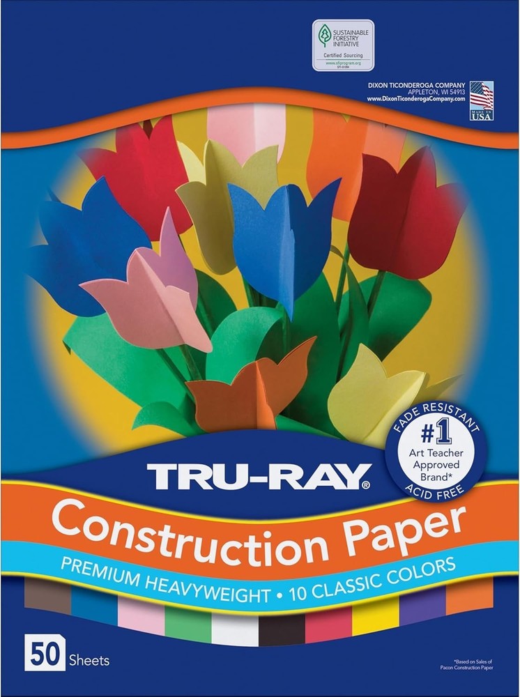 Versatile 10-Color Construction Paper Pack - 50 Sheets for Creative Projects
