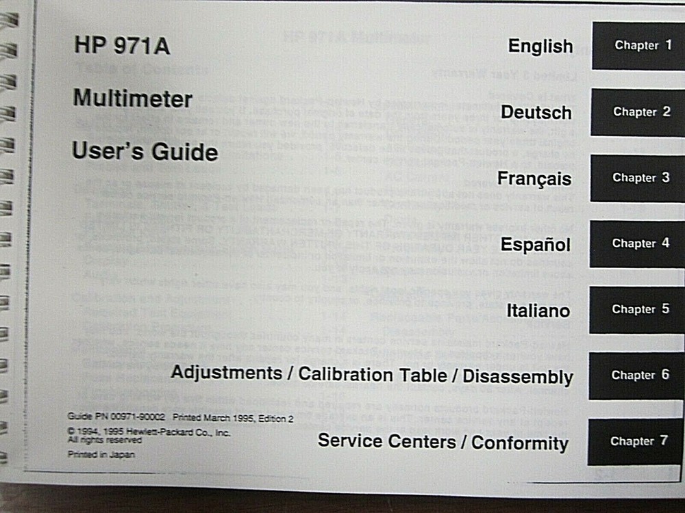 HP 971A Multimeter User's Guide 00971-90002