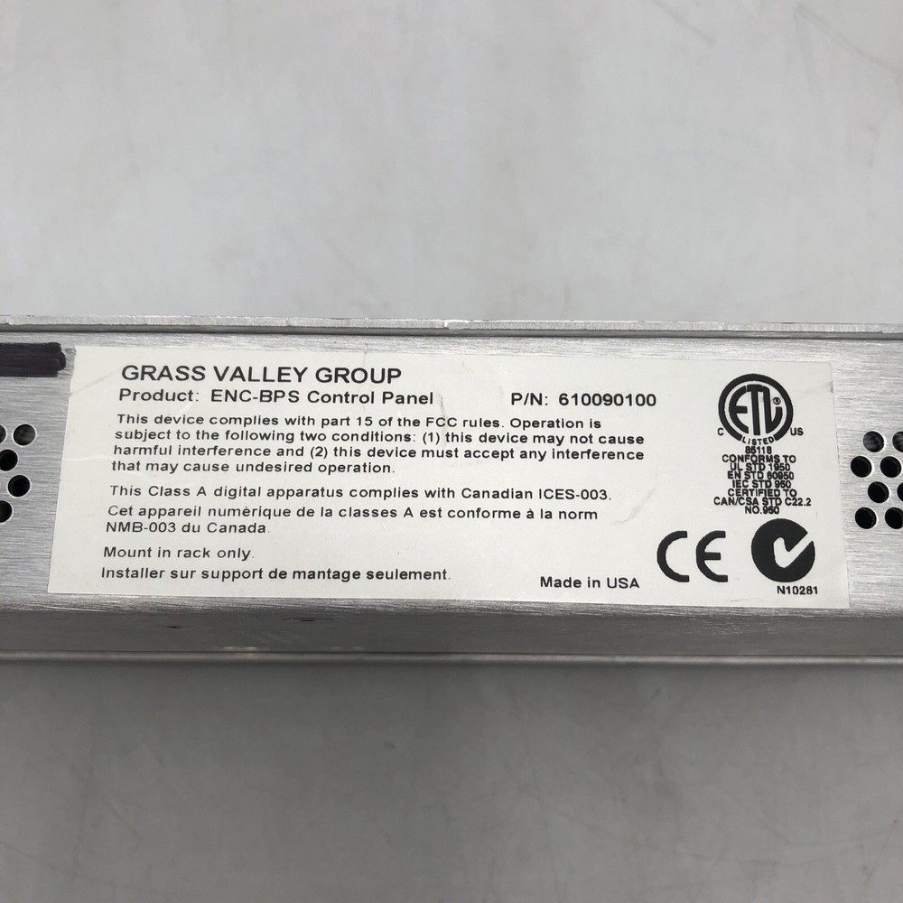 USED Grass Valley - Encore BPS Control Panel POWERS ON AS IS PARTS READ H