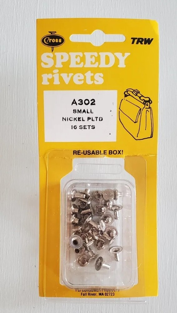9 Boxes Small Nickle Plated Rivets A302 Vintage