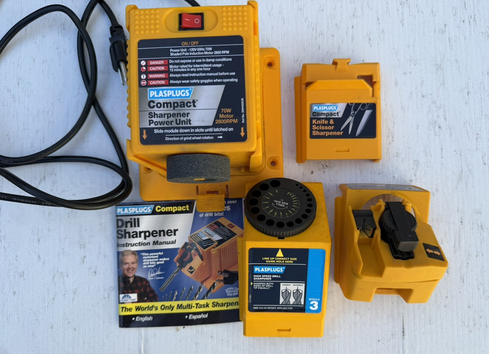 Plasplugs Compact DSH402US Sharpener for Drill-Bits/Knives/Scissors