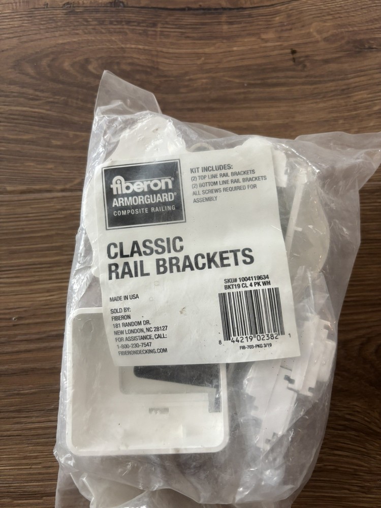 ArmorGuard Classic White Plastic Line Rail Hardware Kit