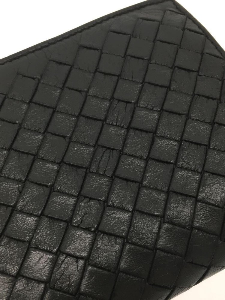 BOTTEGA VENETA Wallet Leather Black Plain Men's