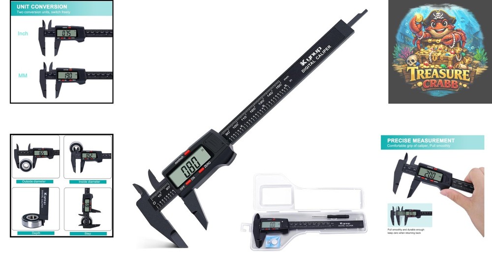 Digital Caliper with LCD Screen - Precision Measuring Tool, 0-6" Range