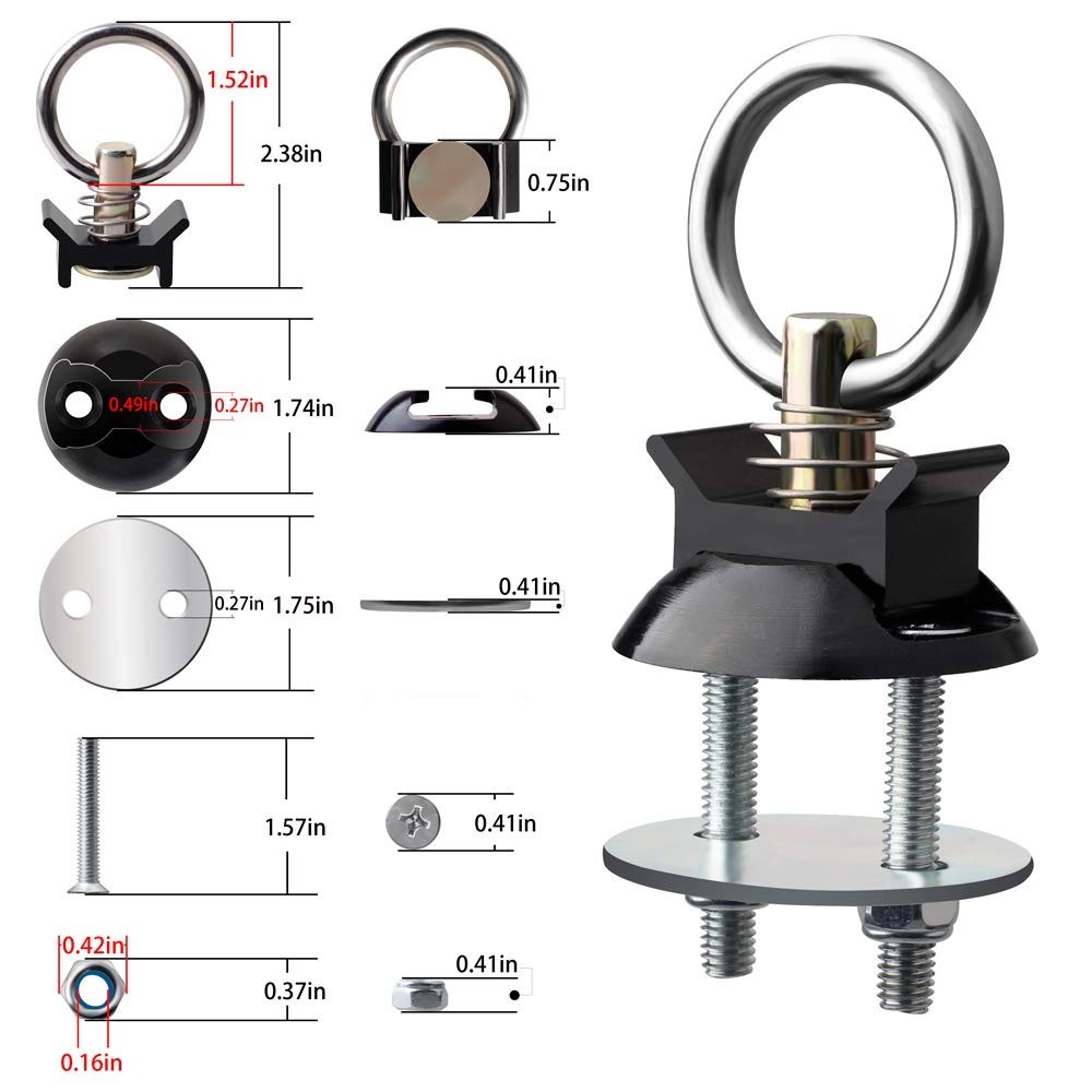 Round Tie Down Anchor Point Kit Bolt on Track Fitting with Quick Release Comp