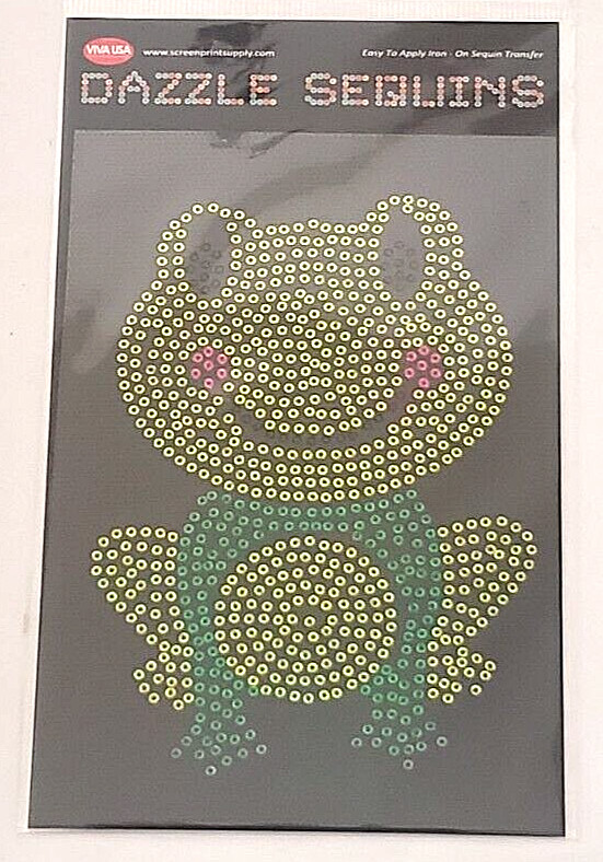 VIVA Dazzle Sequins FROG Iron-On Transfer